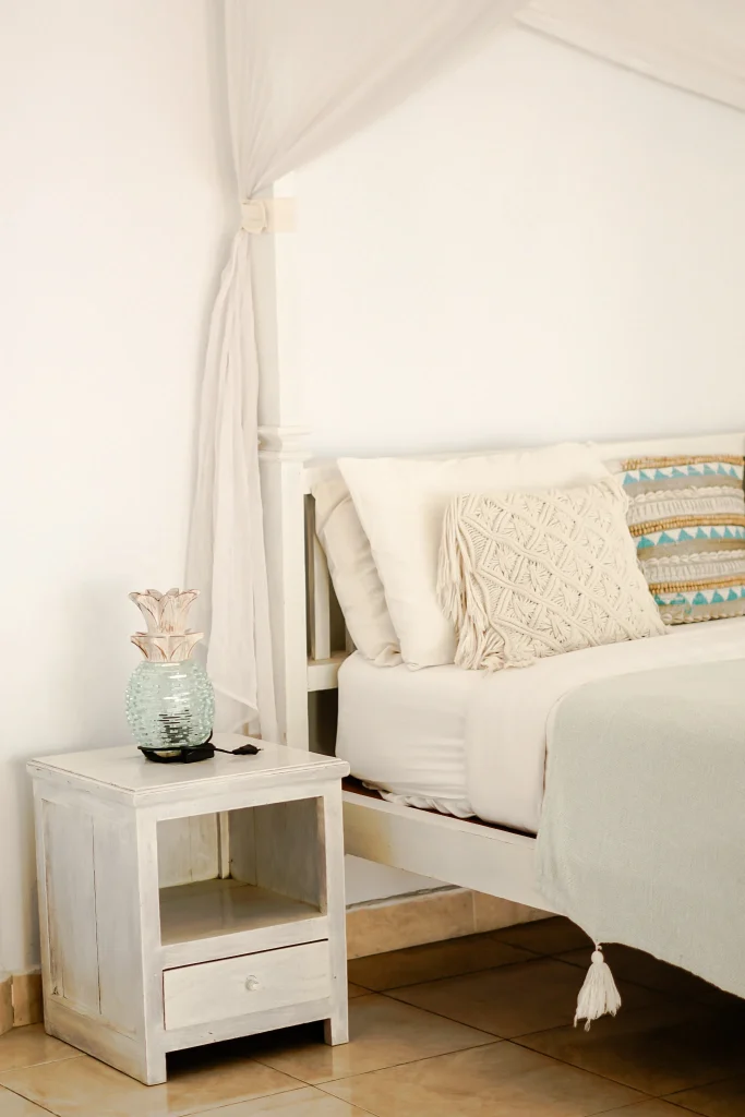 Budget beachfront bedside detail at Little SALT