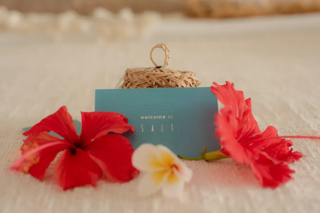 Beachfront suite welcome gift at SALT Bali