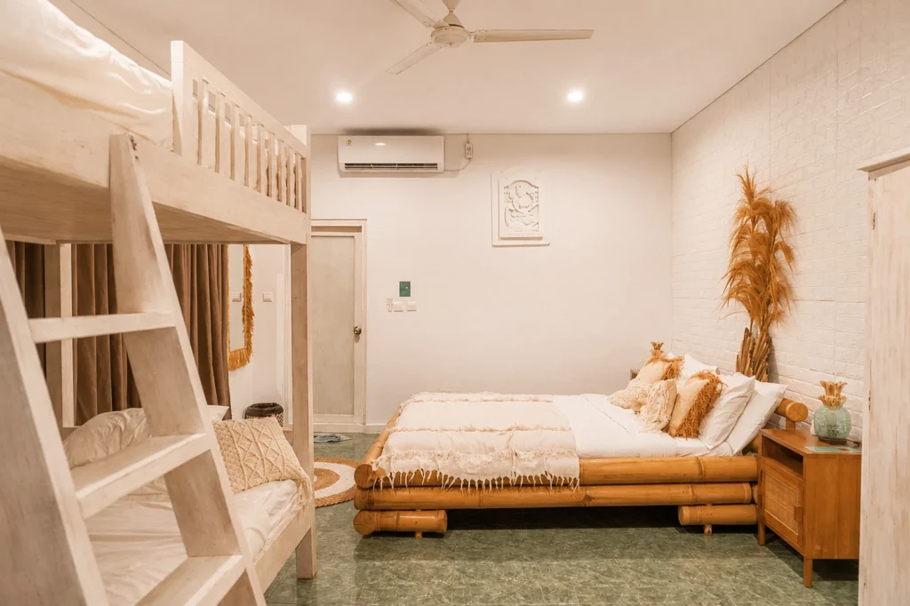 Seaview studio apartment bedroom bunk bed wide at SALT Bali