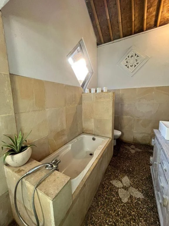 Seaview studio apartment private bathroom bath at SALT Bali